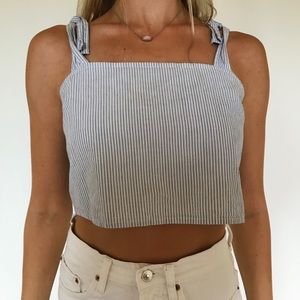 Blue and white striped tank